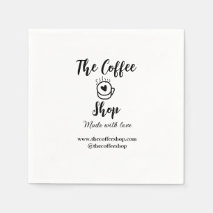 The coffee shop and website social media business napkins