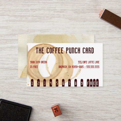 The Coffee Stain Punch Card Business Card Template