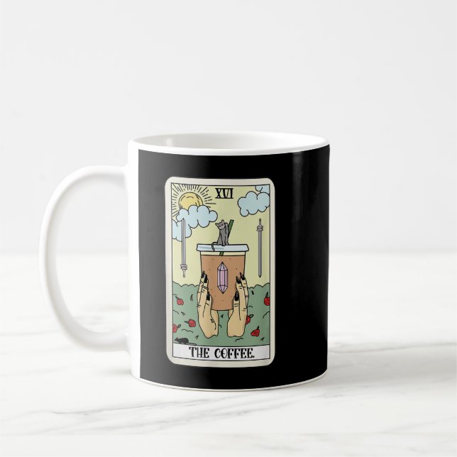 The Coffee Tarot Card Coffee Lover Caffeinated Wit Coffee Mug (Left)