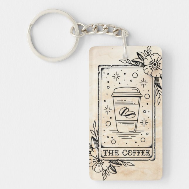 The Coffee Tarot Card Keychain (Front)
