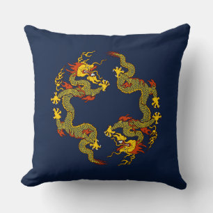 The Coiled Eternity: Imperial Dragon Throw Pillow