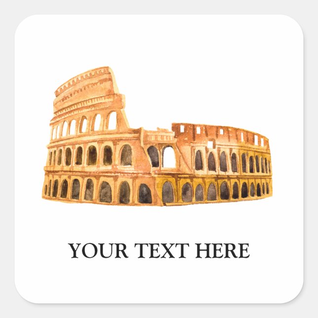 The Coliseum Rome, Italy Personalized Design Square Sticker (Front)