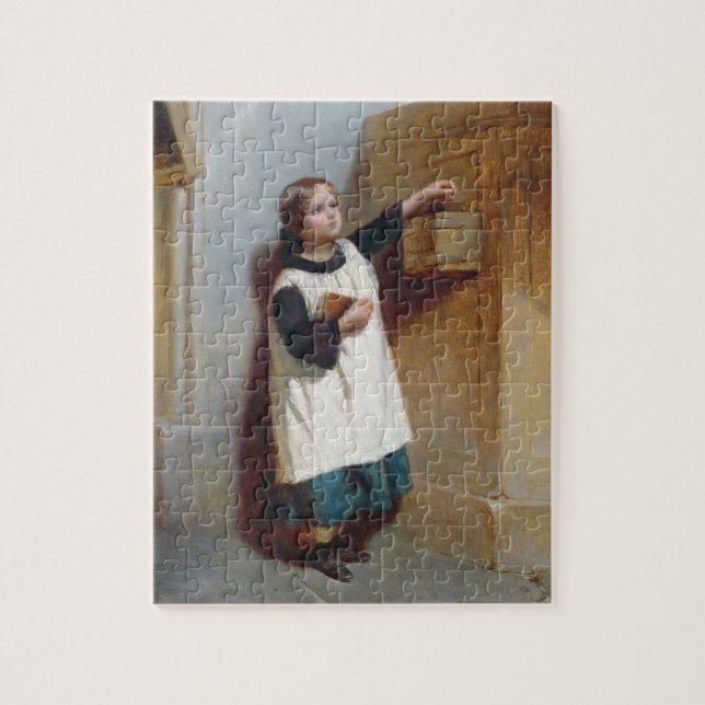 The Collection Box (oil on panel) Jigsaw Puzzle (Vertical)
