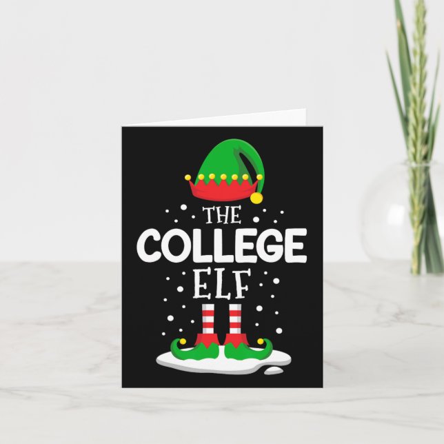 The College Elf Christmas Family Matching Outfit X Card (Front)
