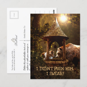 The Collie, the Boy, and the Well - Funny Postcard