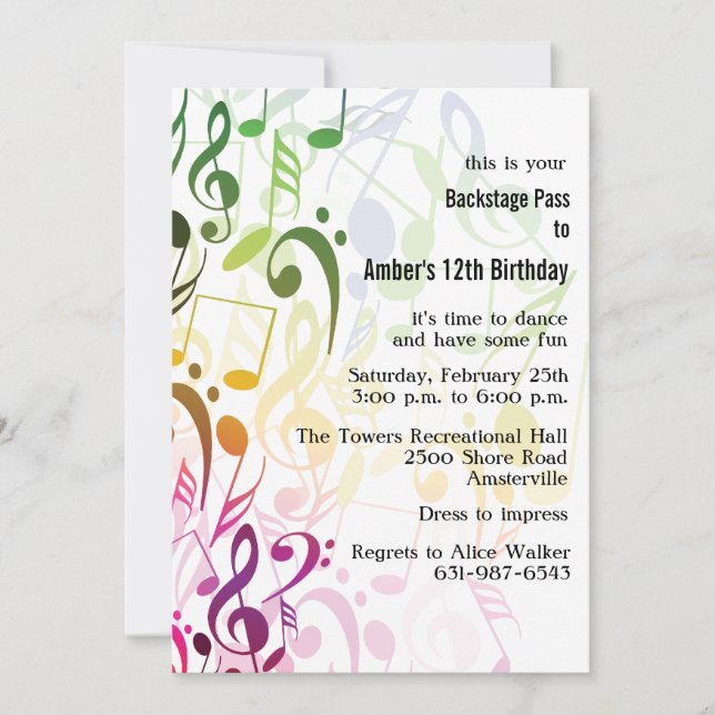 The Color of Music Invitation (Front)