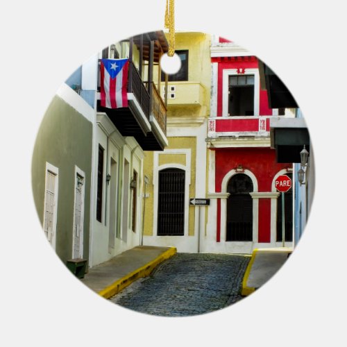 the color of old San Juan Puerto Rico Ceramic Ornament