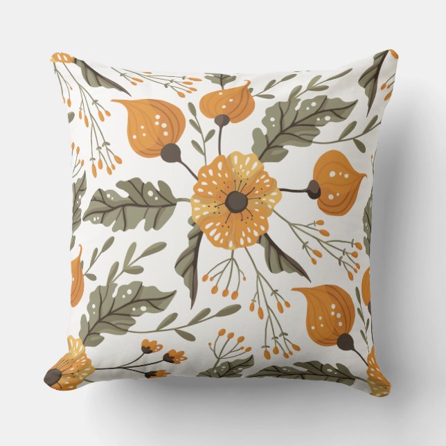The color of the mysterious flower throw pillow (Front)