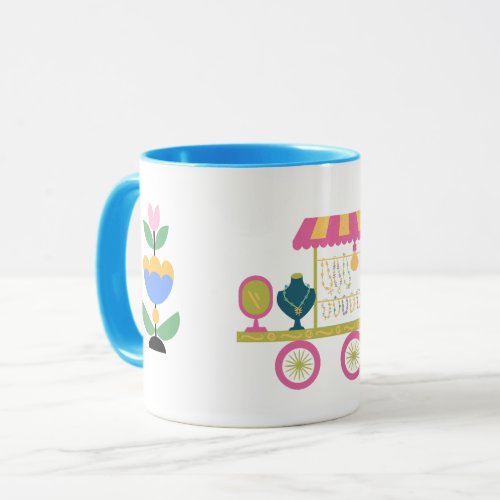 The Colored Flower Illustration and Grahpic Wheels Mug