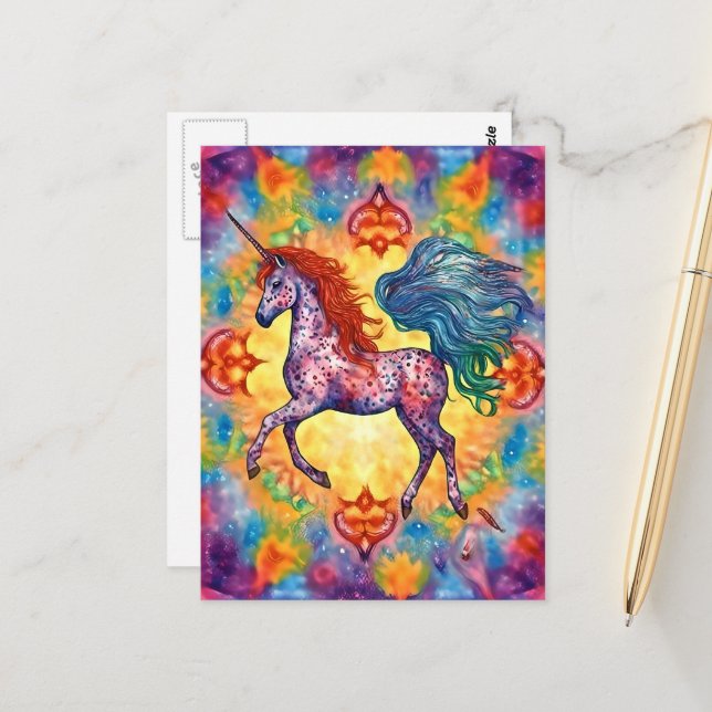 The Colorful Appaloosa Unicorn Postcard (Front/Back In Situ)