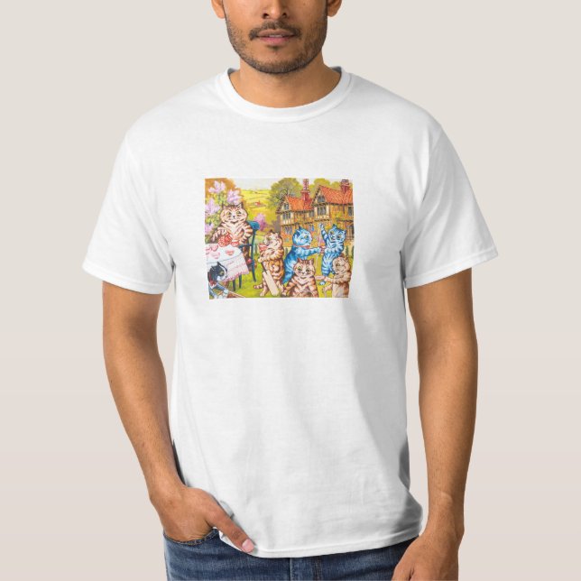 The Colorful Dancing Psychedelic Cats Louis Wain T-Shirt (Front)