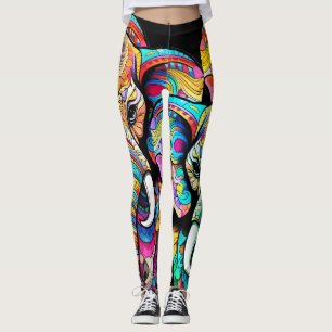 The Colorful Elephant on Custom Tight Fashion Leggings