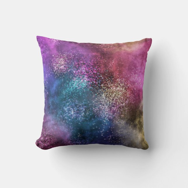 The Colorful Galaxy Throw Pillow (Front)