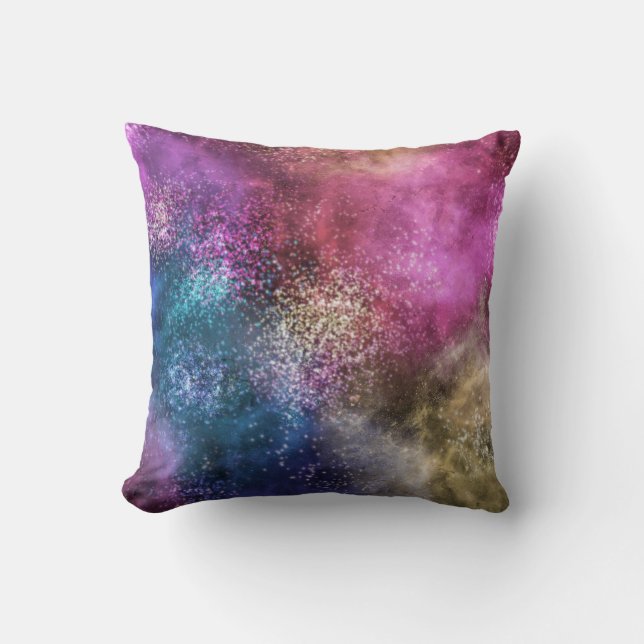 The Colorful Galaxy Throw Pillow (Front)