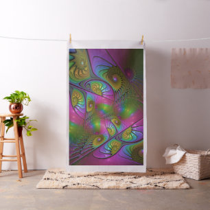 The Colorful Luminous Modern Abstract Fractal Art Fabric