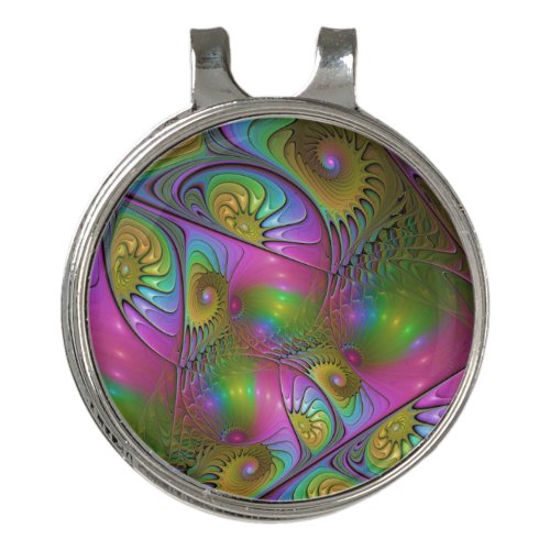 The Colorful Luminous Modern Abstract Fractal Art Golf Hat Clip