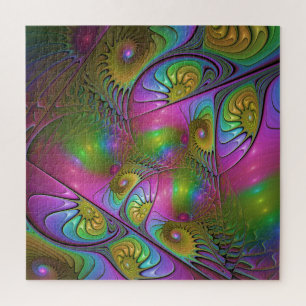 The Colorful Luminous Modern Abstract Fractal Art Jigsaw Puzzle