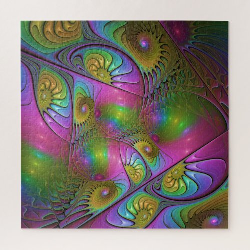 The Colorful Luminous Modern Abstract Fractal Art Jigsaw Puzzle