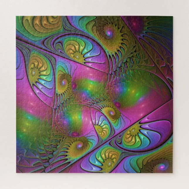 The Colorful Luminous Modern Abstract Fractal Art Jigsaw Puzzle (Vertical)