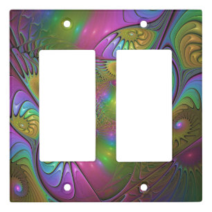 The Colorful Luminous Modern Abstract Fractal Art Light Switch Cover