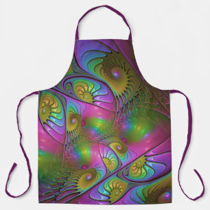 The Colorful Luminous Trippy Abstract Fractal Art Apron