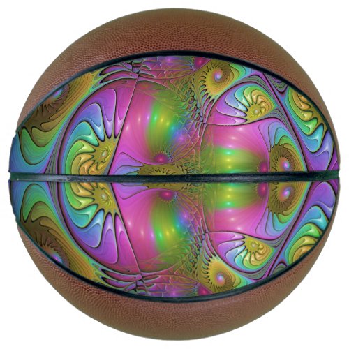 The Colorful Luminous Trippy Abstract Fractal Art Basketball