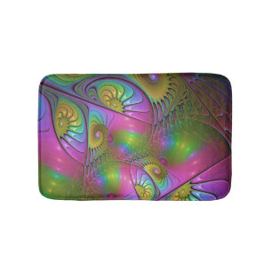 The Colorful Luminous Trippy Abstract Fractal Art Bathroom Mat
