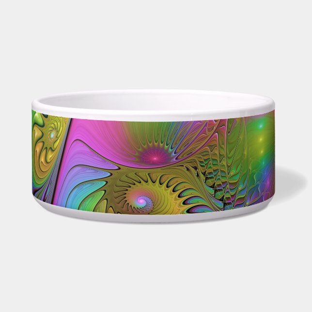 The Colorful Luminous Trippy Abstract Fractal Art Bowl (Front)