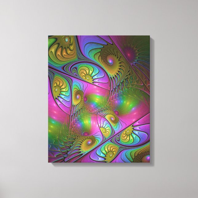 The Colorful Luminous Trippy Abstract Fractal Art Canvas Print (Front)