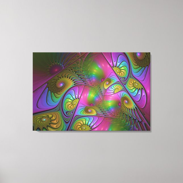 The Colorful Luminous Trippy Abstract Fractal Art Canvas Print (Front)