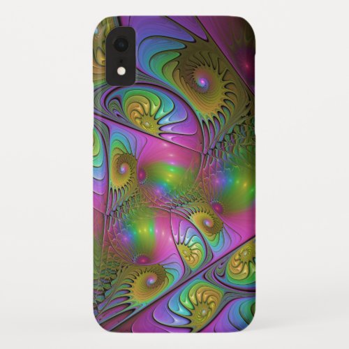 The Colorful Luminous Trippy Abstract Fractal Art iPhone XR Case