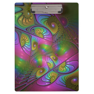 The Colorful Luminous Trippy Abstract Fractal Art Clipboard