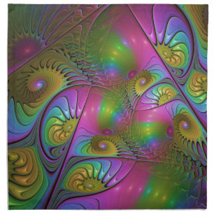 The Colorful Luminous Trippy Abstract Fractal Art Cloth Napkin