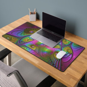 The Colorful Luminous Trippy Abstract Fractal Art Desk Mat