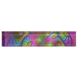 The Colorful Luminous Trippy Abstract Fractal Art Desk Name Plate