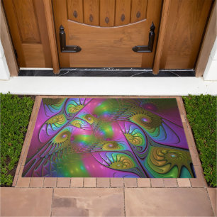 The Colorful Luminous Trippy Abstract Fractal Art Doormat