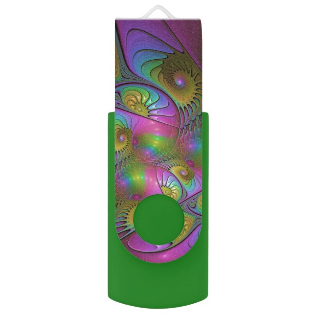 The Colorful Luminous Trippy Abstract Fractal Art Flash Drive (Front Vertical)