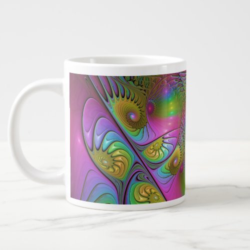 The Colorful Luminous Trippy Abstract Fractal Art Giant Coffee Mug