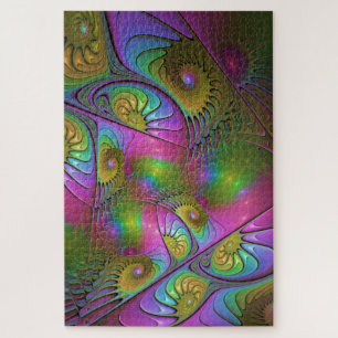 The Colorful Luminous Trippy Abstract Fractal Art Jigsaw Puzzle