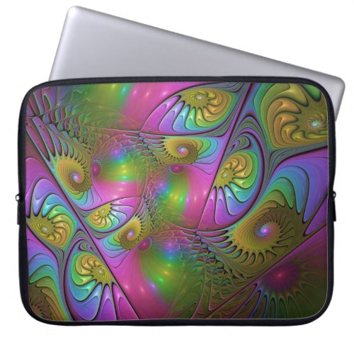The Colorful Luminous Trippy Abstract Fractal Art Laptop Sleeve