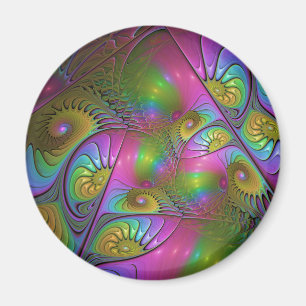 The Colorful Luminous Trippy Abstract Fractal Art Magnet