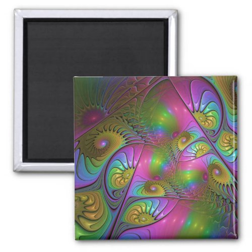 The Colorful Luminous Trippy Abstract Fractal Art Magnet