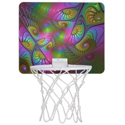 The Colorful Luminous Trippy Abstract Fractal Art Mini Basketball Hoop