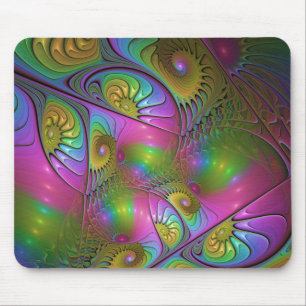 The Colorful Luminous Trippy Abstract Fractal Art Mouse Pad