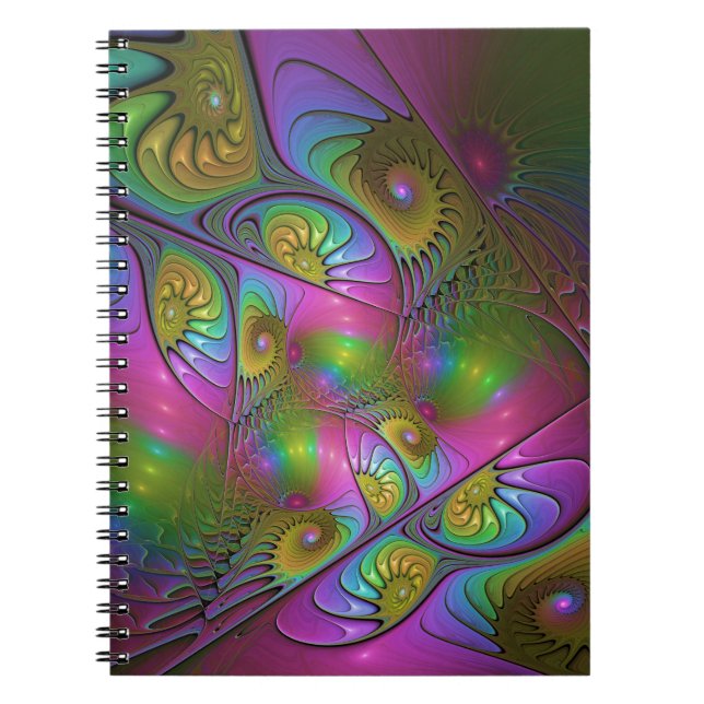 The Colorful Luminous Trippy Abstract Fractal Art Notebook (Front)