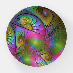 The Colorful Luminous Trippy Abstract Fractal Art Paperweight