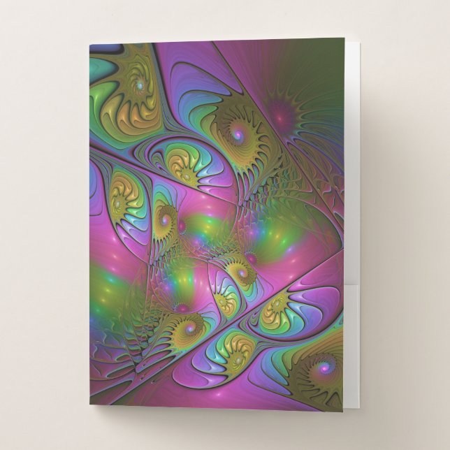 The Colorful Luminous Trippy Abstract Fractal Art Pocket Folder (Front)
