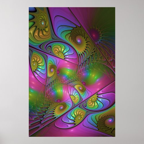 The Colorful Luminous Trippy Abstract Fractal Art Poster