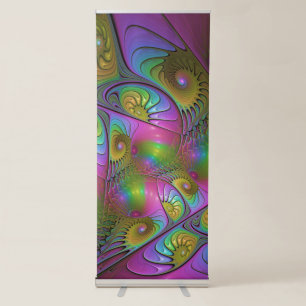 The Colorful Luminous Trippy Abstract Fractal Art Retractable Banner