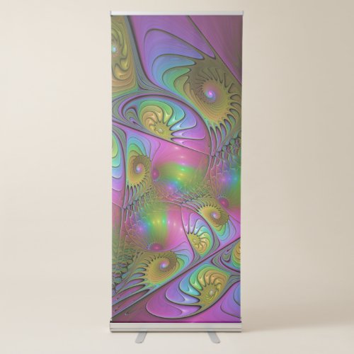 The Colorful Luminous Trippy Abstract Fractal Art Retractable Banner